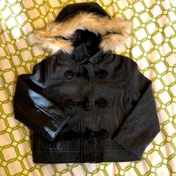 GAP Kids Toddler Wool Toggle Coat Hooded Gray Girls Size 4-5 - Picture 4 of 14